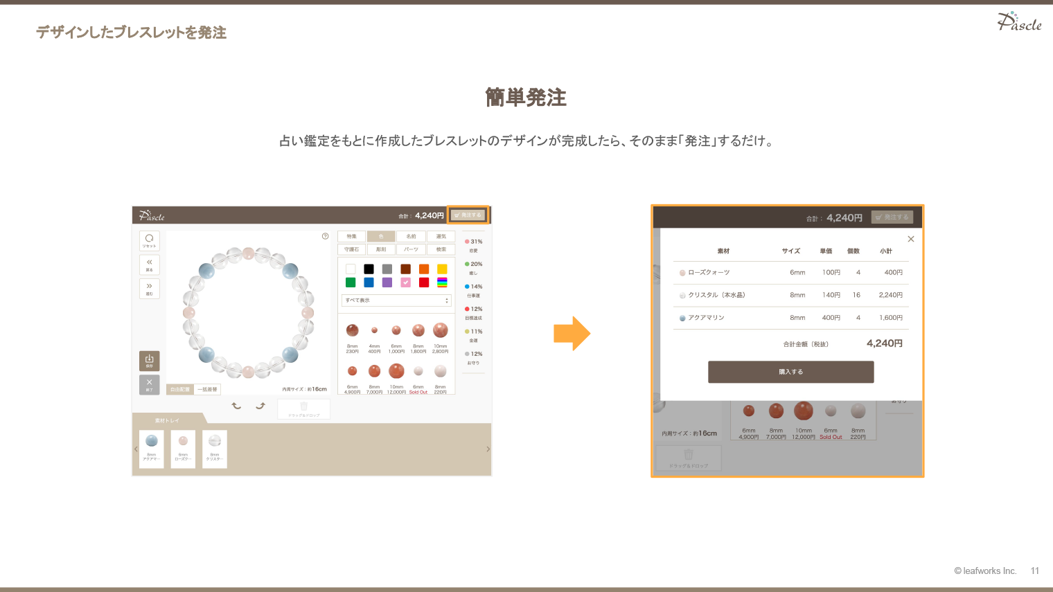 デザインしたブレスレットを発注